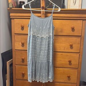 American Eagle Size M Blue Embroidered Sundress